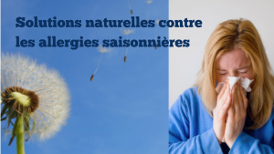 Femme qui se mouche à côté d'un pissenlit en pollen